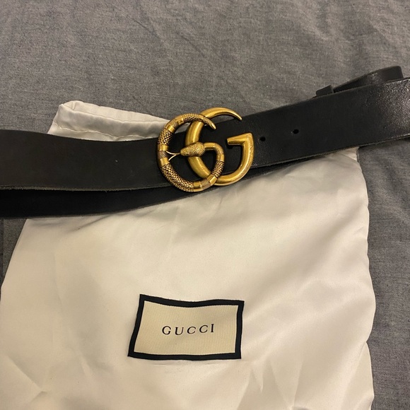 Gucci Leather Belt with Double G buckle with snake - Picture 4 of 8
